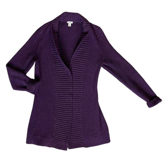 LL Bean Sweater Womens Small Purple Heathered Vintage Knit Long Cardigan Casual - Picture 10 of 11
